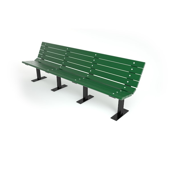 Green 8' Contour Bench Surface Mount w/ Black Frame